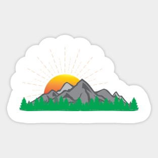 Sunset Mountains in Forest Sticker